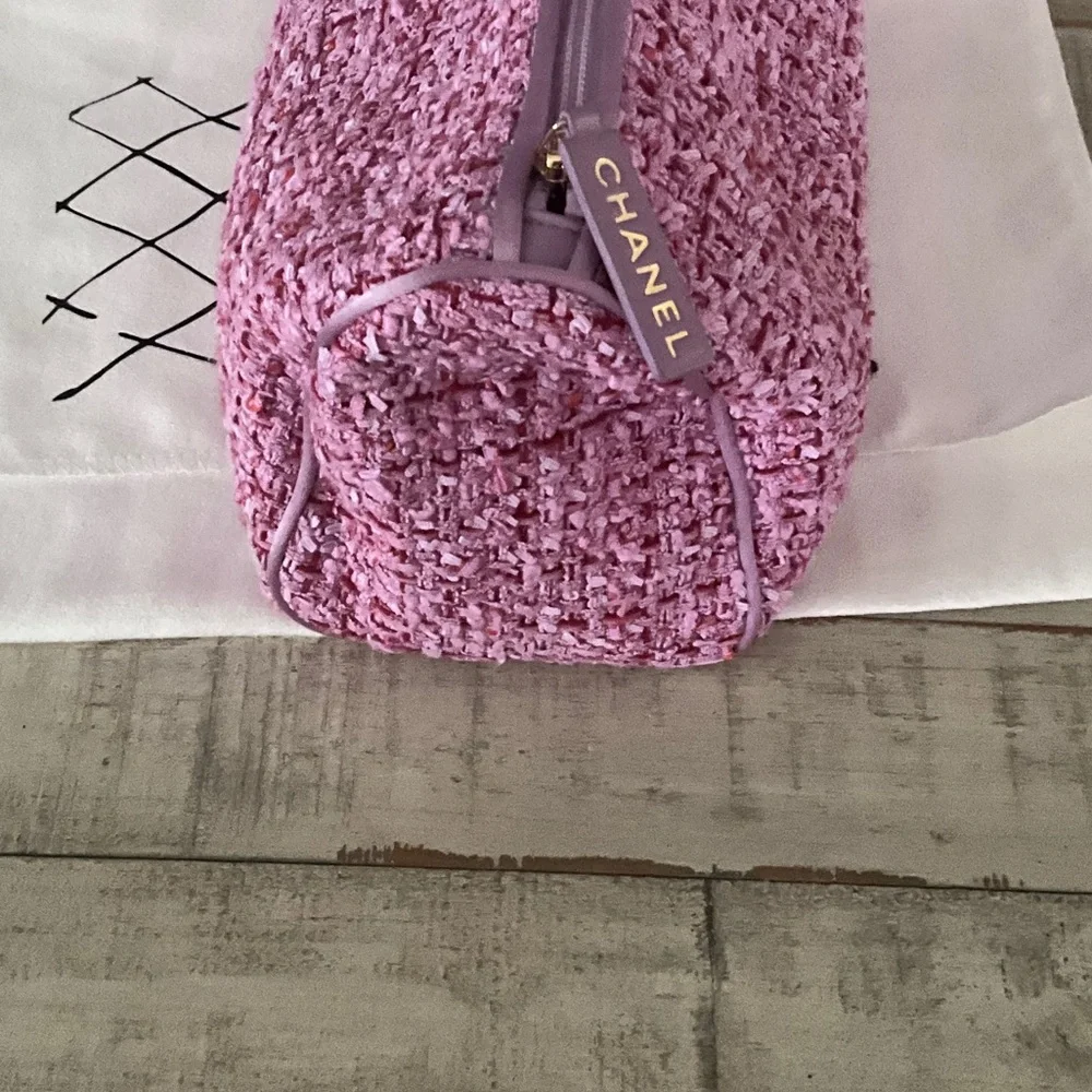 CHANEL Pink Tweed Cosmetic Pouch